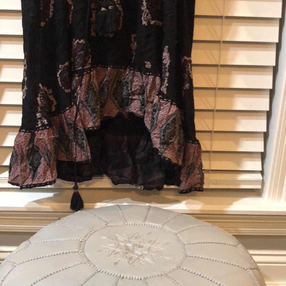 ellos Black MIDI Dress with Pink-Cream Paisley Accents slight high low - Picture 8 of 9
